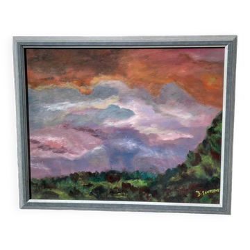 Old abstract landscape painting