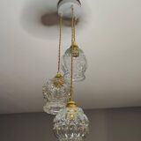 Suspension luminaire 3 globes vintages transparents