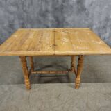 Antique pine table, folding and rotating