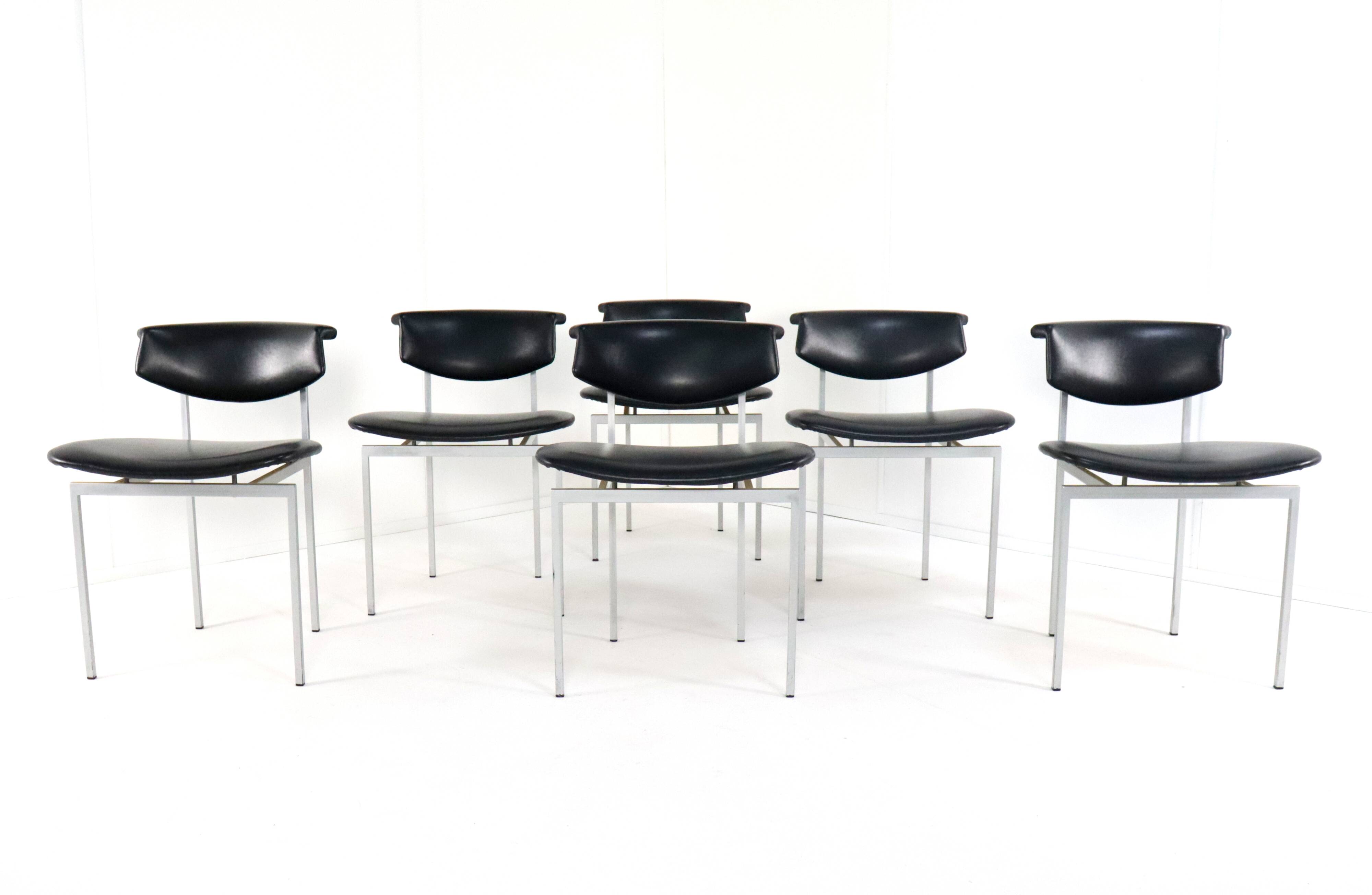 Set of 6 vintage Rudolf Wolf Meander Alpha 'Doorn' chairs