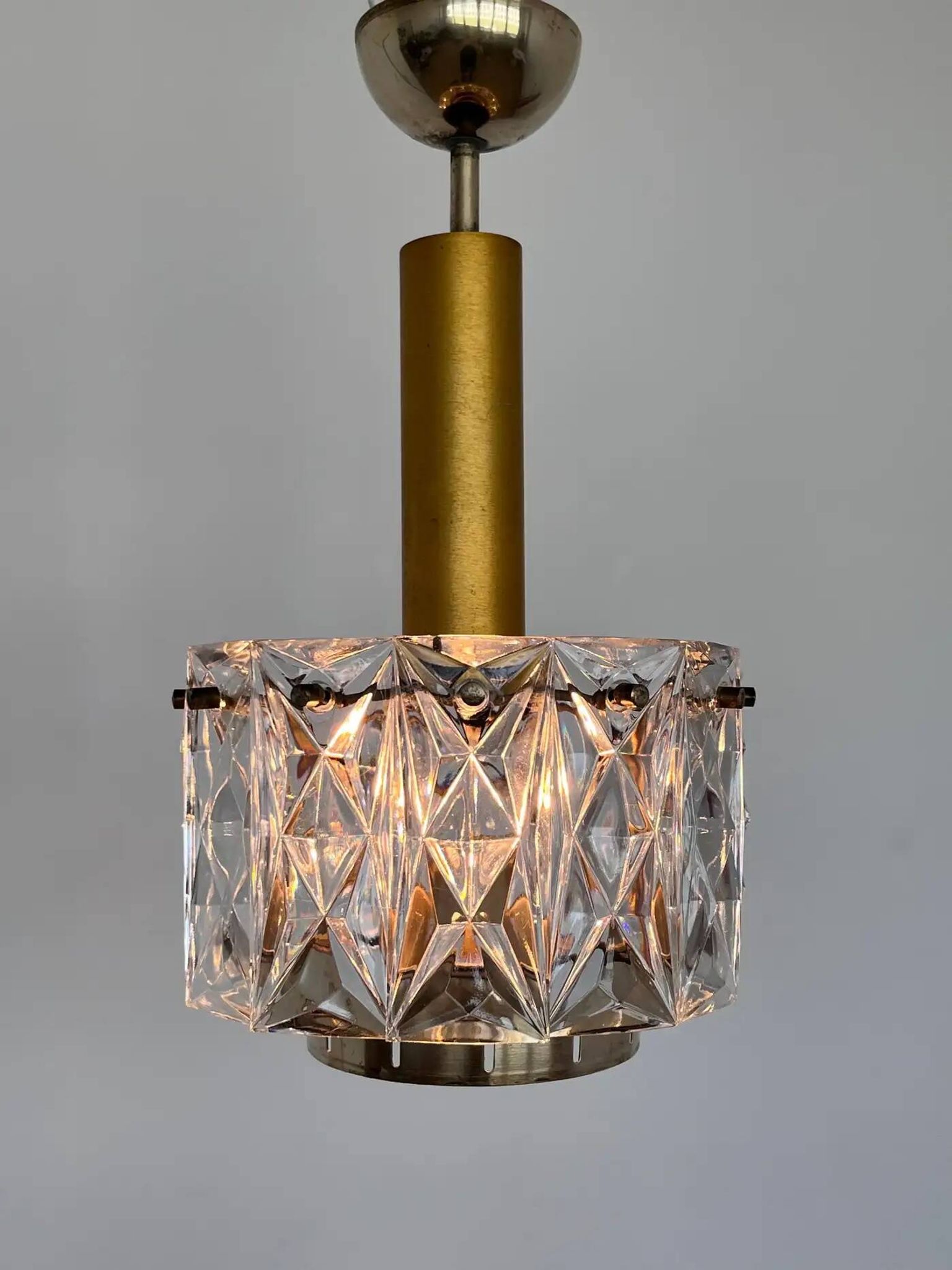 Pair of midcentury glass chandeliers/pendants by Kinkeldey, Germany, 1970s