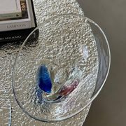 Vintage decorative glass  Bowl, blue accents, made in Italy
