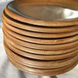 11 Dessert plates Brenne, speckled with caramel