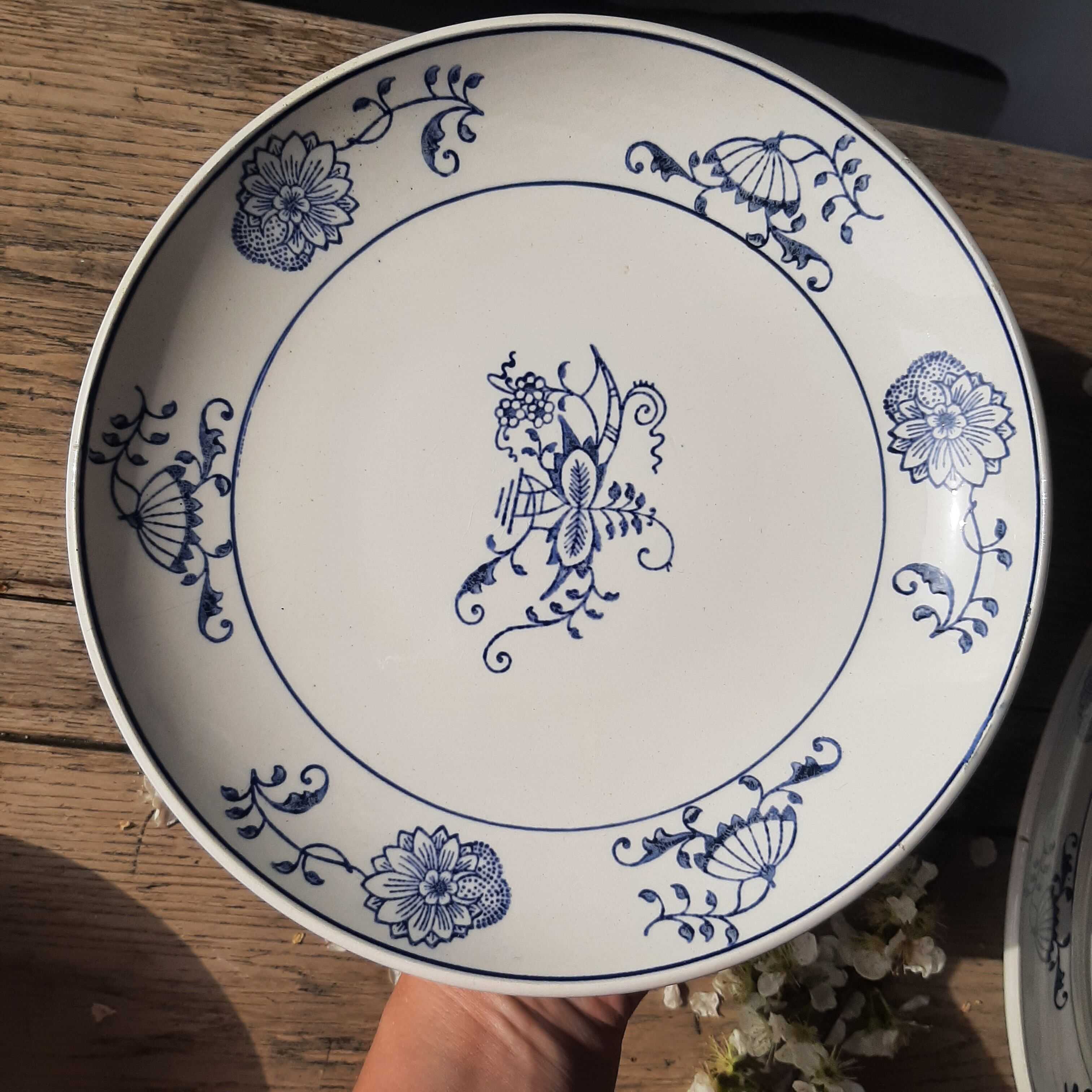 Compotier décor blue flowers St Armand