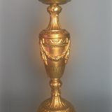 Louis XVI style bougeoir late 19th century gold metal transformed into lamp foot- with embroidered day offal