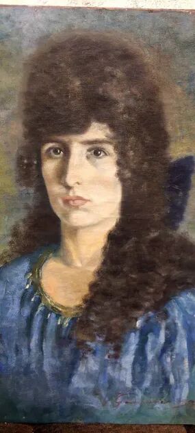 Portrait of a Woman on Canvas, Early 20th Century, Signed
