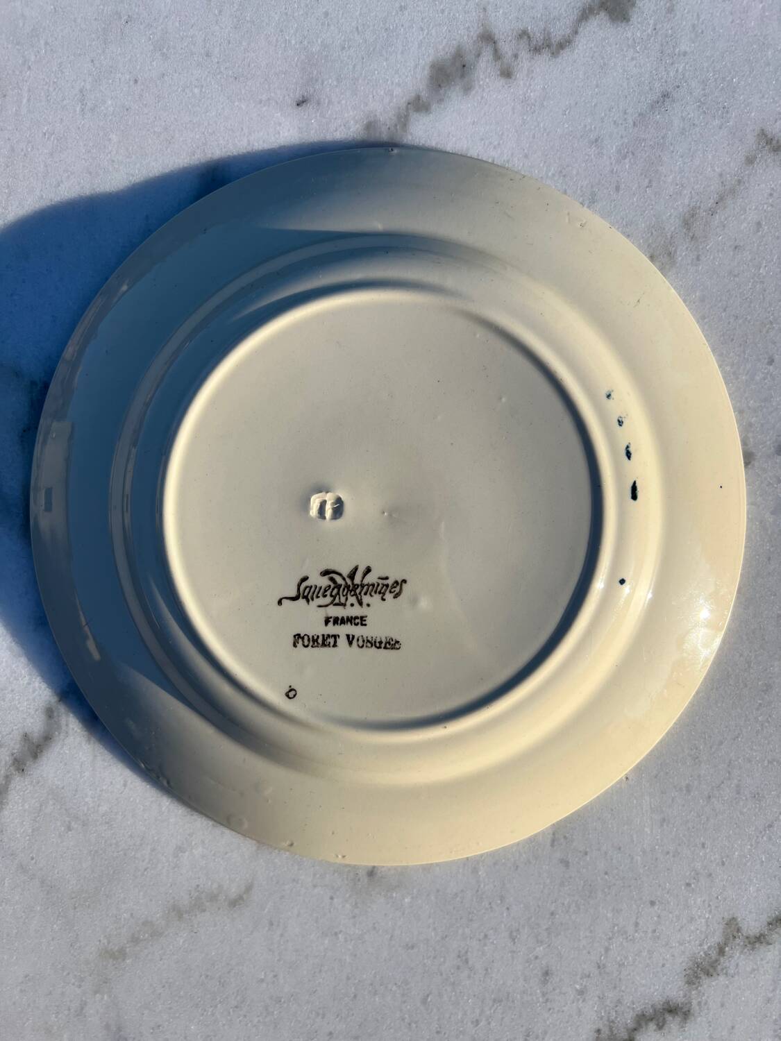 Vintage hand-painted flat plate, Sarreguemines Forêt Vosges