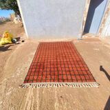 Handmade Moroccan Wool Rug – Authentic Berber Carpet with Geometric Grid Design