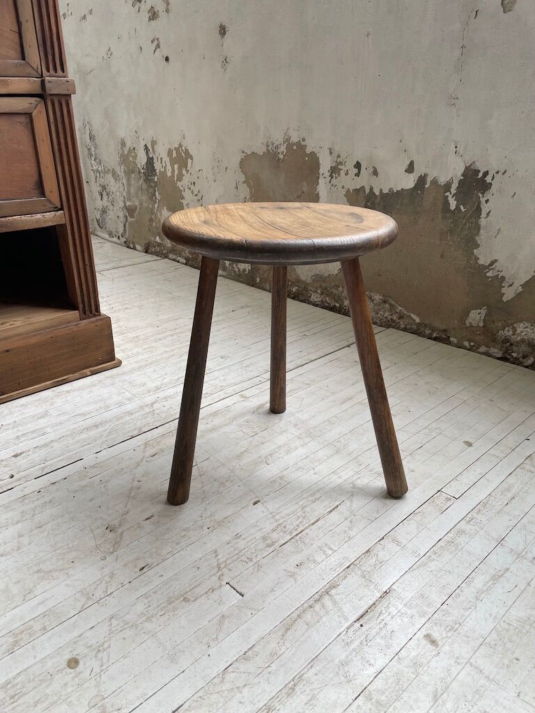 French tripod oak stool 50