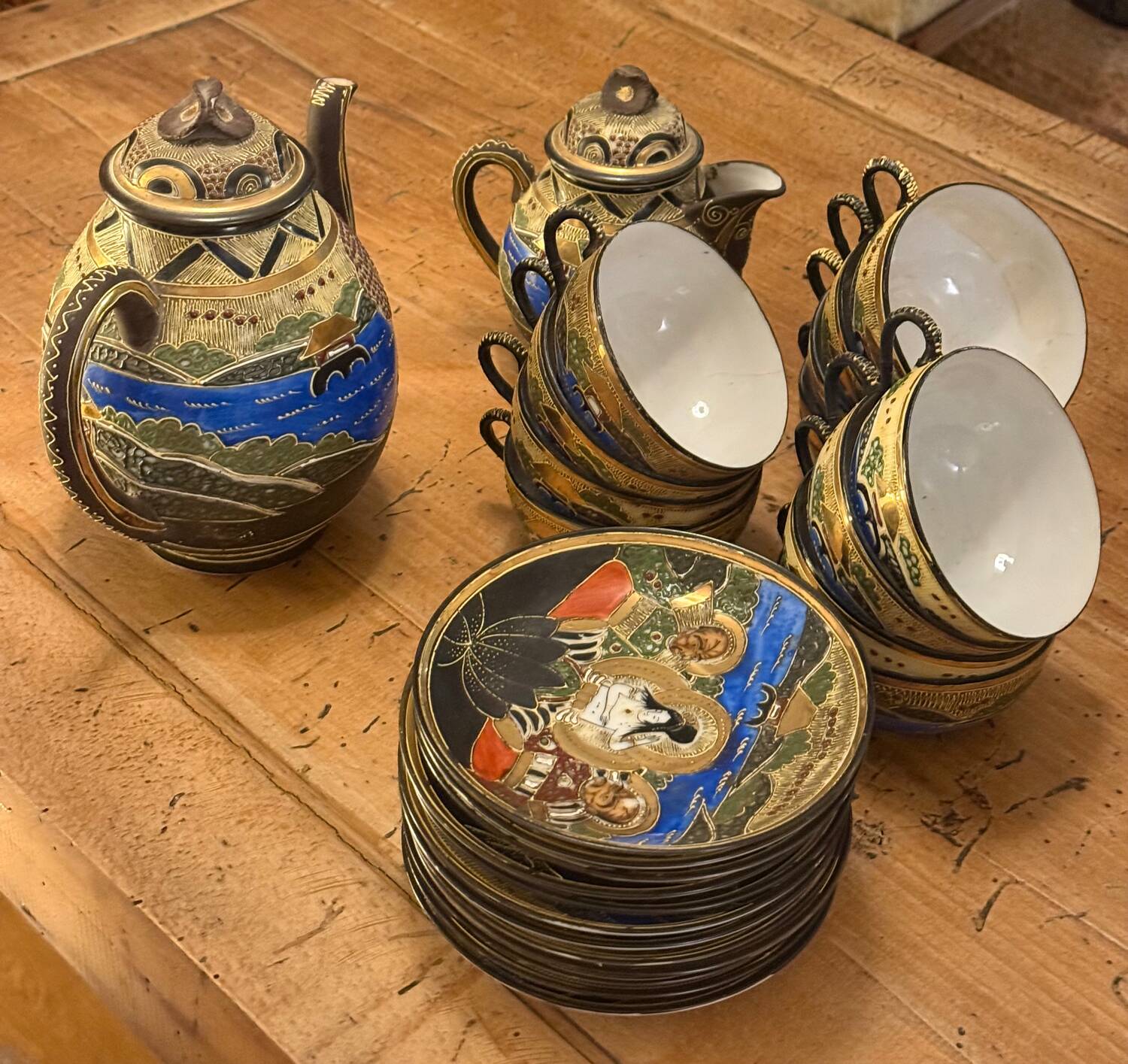 Vintage Japanese tea set, 12 cups and saucers.