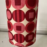 Vintage lamp with glass base and textile lampshade, 1970s