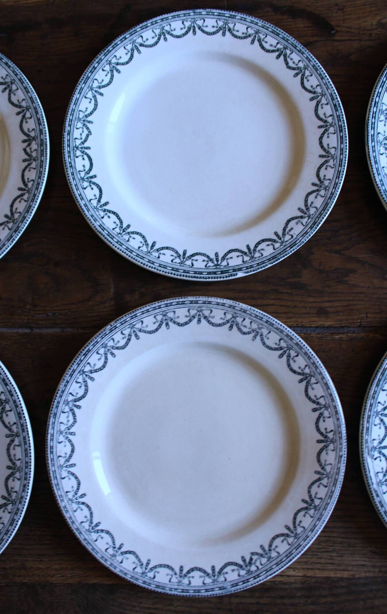 A set of 6 flat plates Terre de Fer Guirlandes Louis XVI Salins