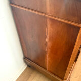 Louis-Philippe walnut commode with marble top and pediment mirror –