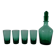 Set of a carafe and 4 designer glasses in green glass from the 70s