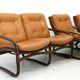 Italian Bamboo, Rattan, and Leather Living Room Set, 1970s