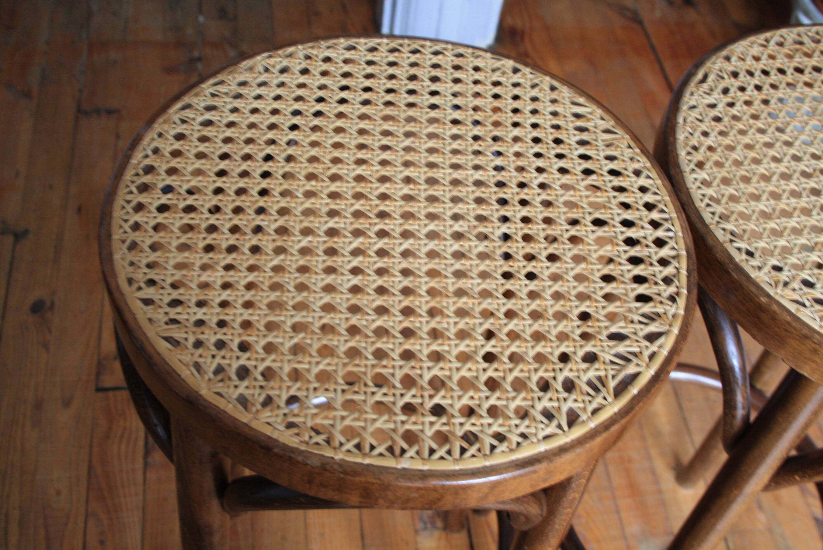 high cane and wood stool