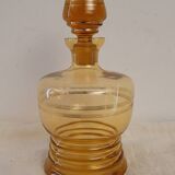 Vintage amber glass carafe with gold trim – 1950s