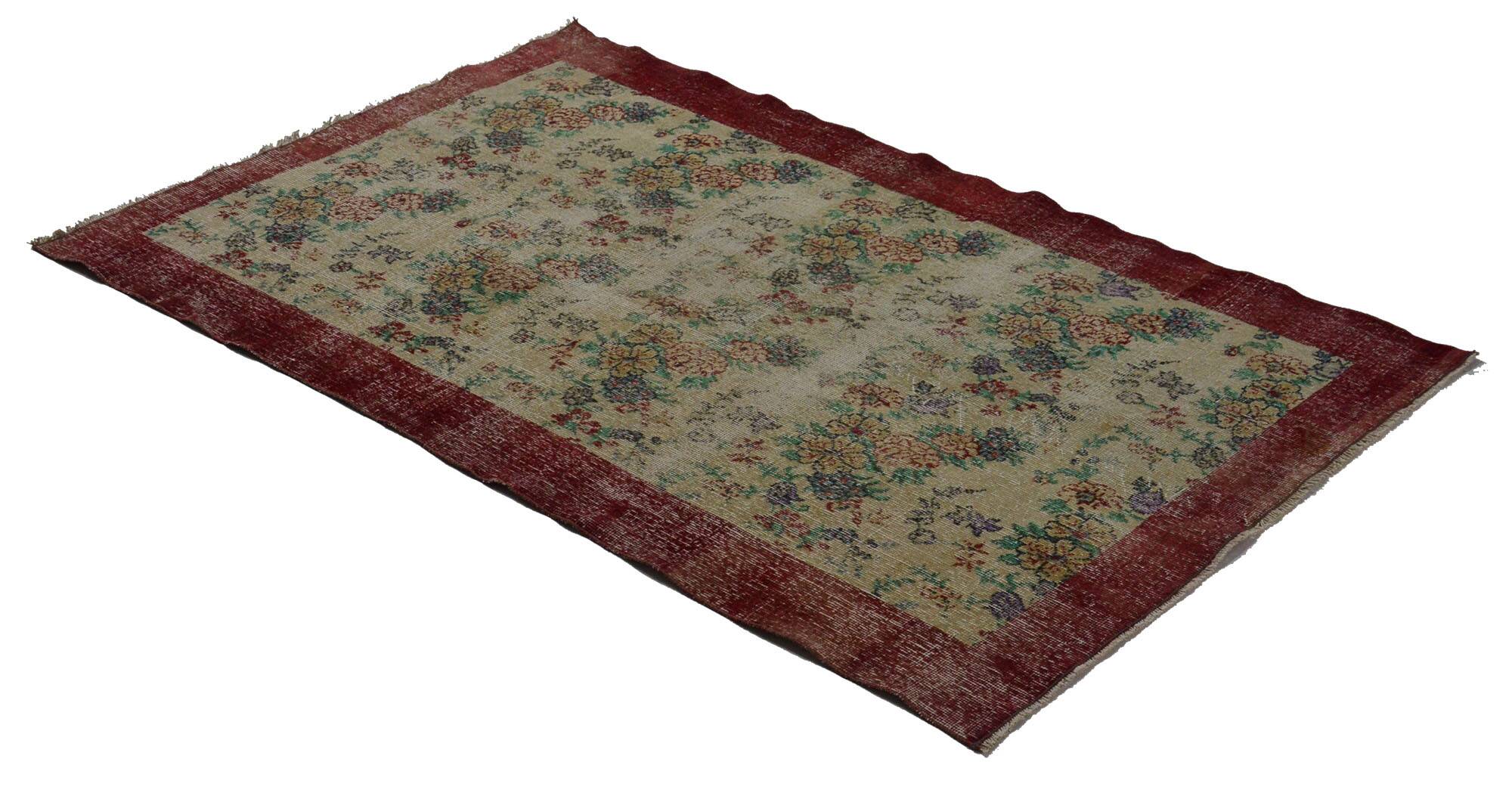 Turkish Anatolian Handmade Vintage Area Rug 197 cm x 116 cm