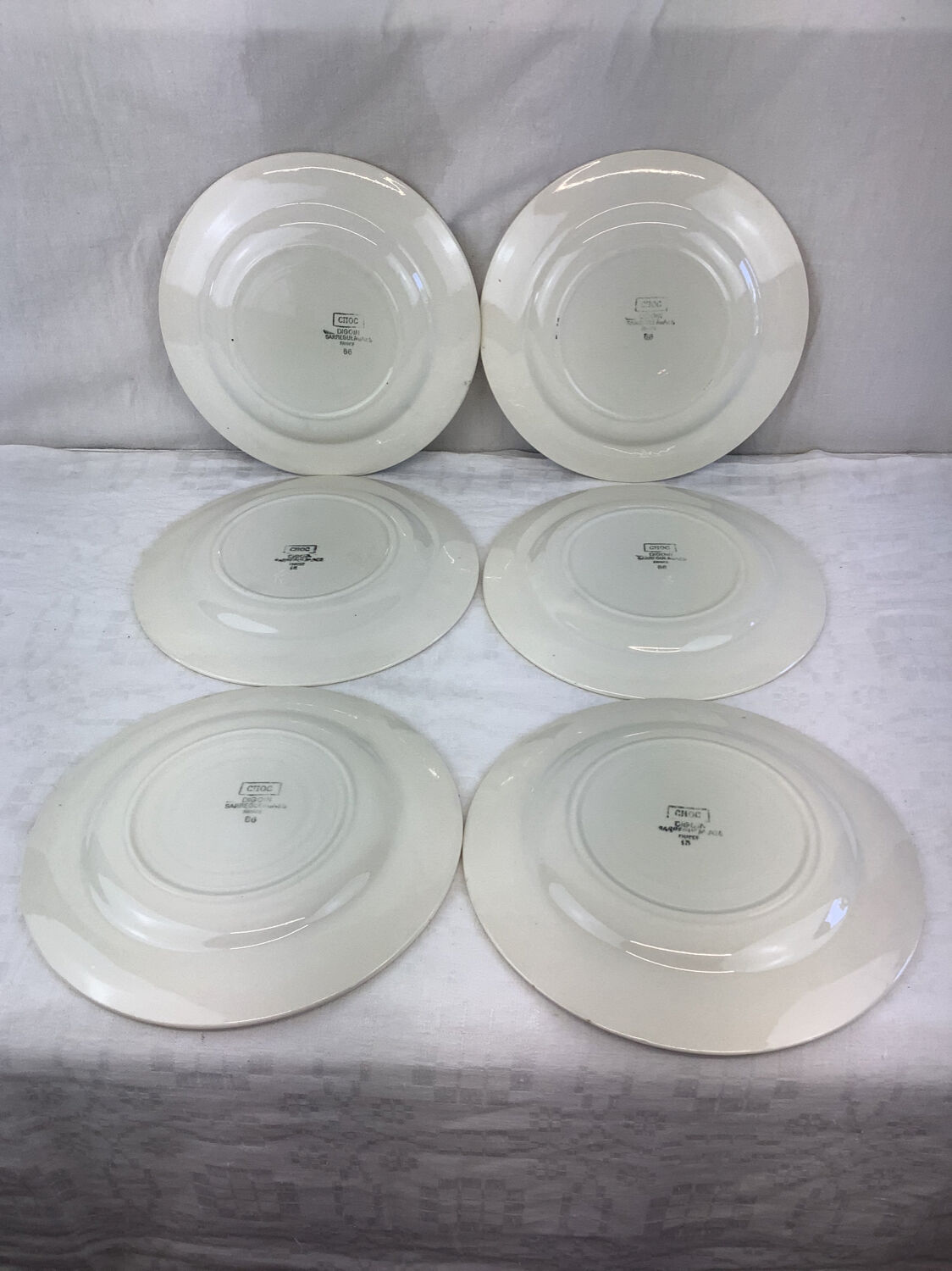 6 old flat plates made in France Digoin