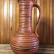 Old brown & orange ceramic pitcher vase w. germany vintage #a470