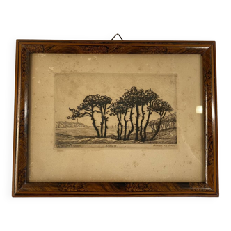 Old engraving, Biarritz, the 20th century love bedroom