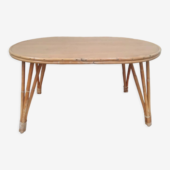 Oval table in bamboo and wood