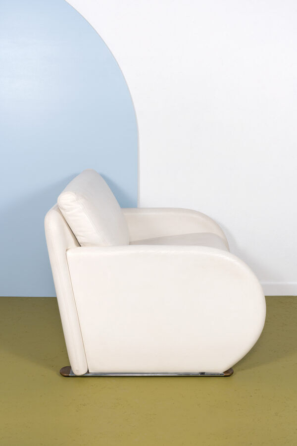 Postmodern white leather armchair by Jan Armgardt for Leolux