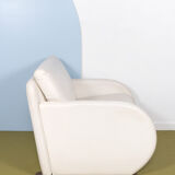Postmodern white leather armchair by Jan Armgardt for Leolux