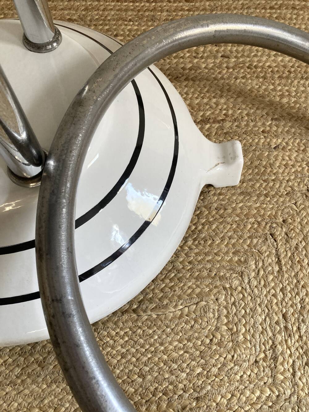 Antique cast iron and enamelled metal table, circa 1950