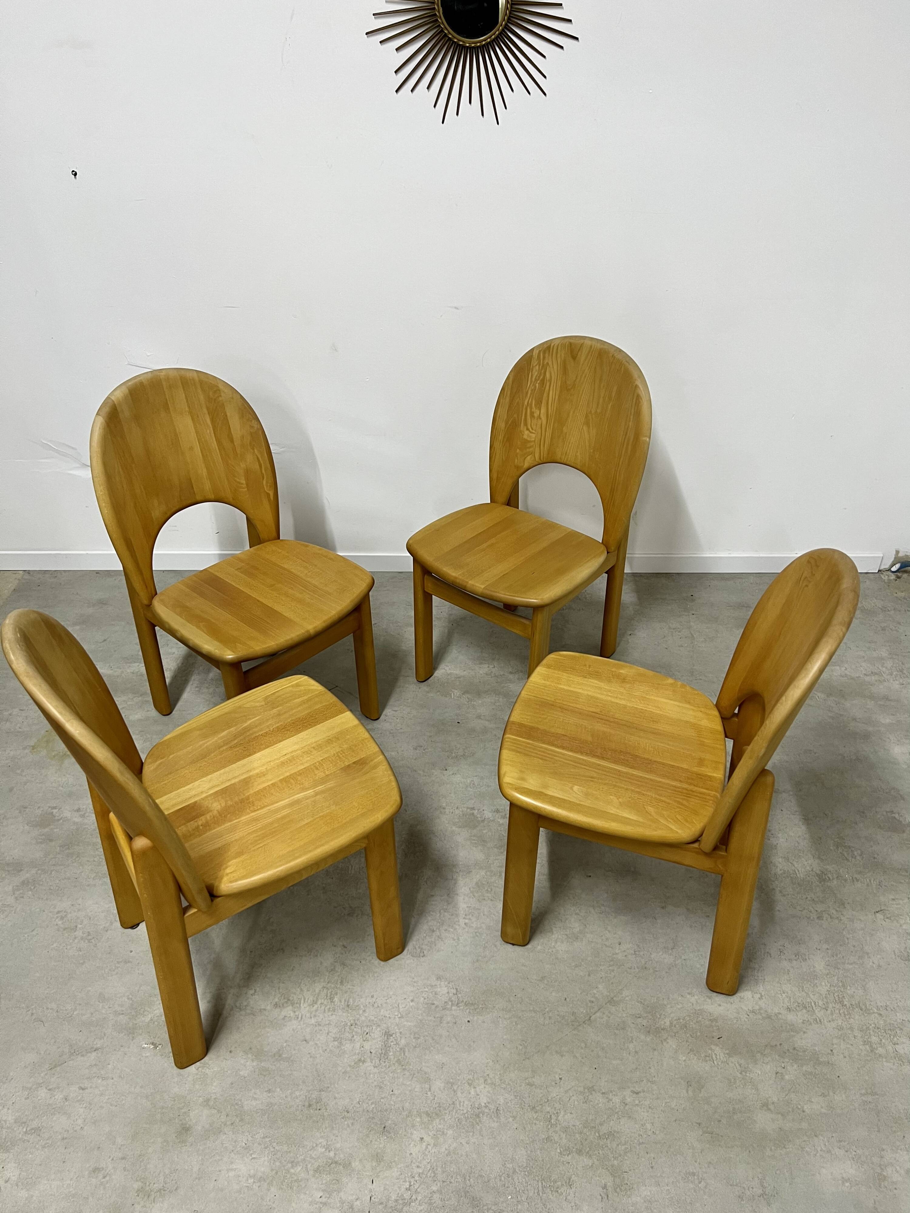 Lot de 4 chaises scandinave möbelfabrik glostrup orme massif vintage 70