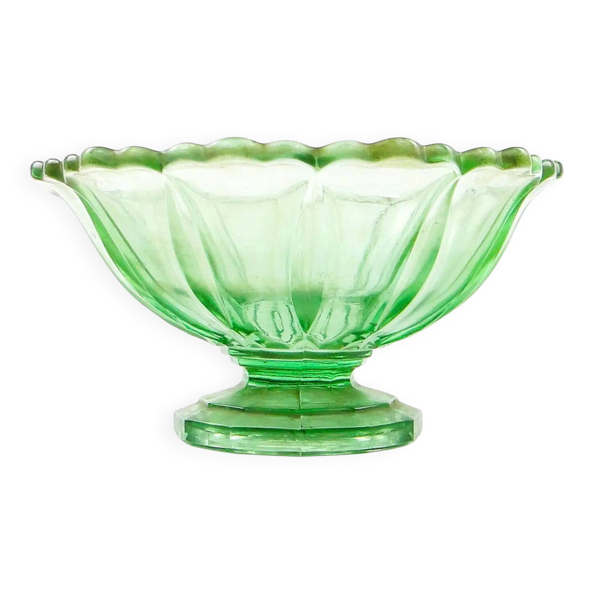 Bol à fruits, moderne du milieu du siècle, verre turquoise, Ząbkowice, Pologne, années 1950