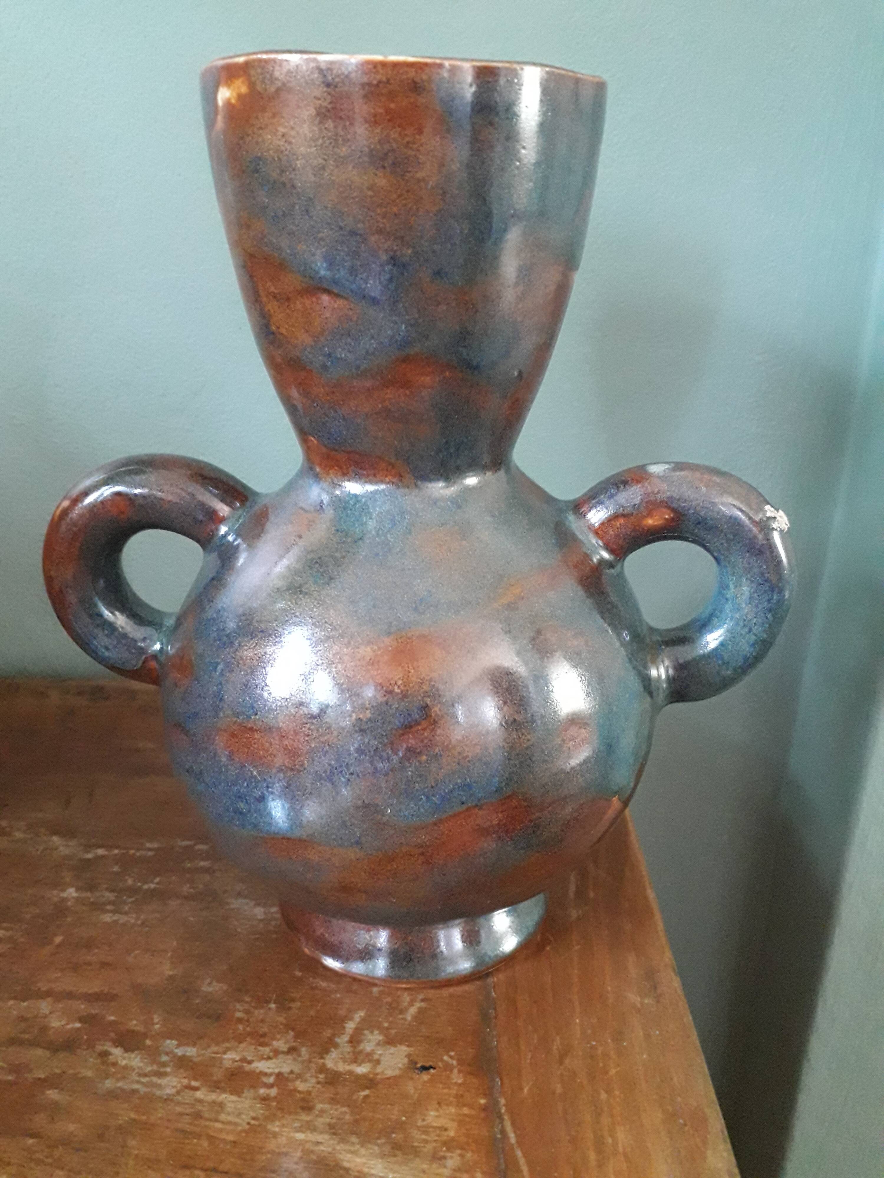 Vase vintage très original en forme d'amphore