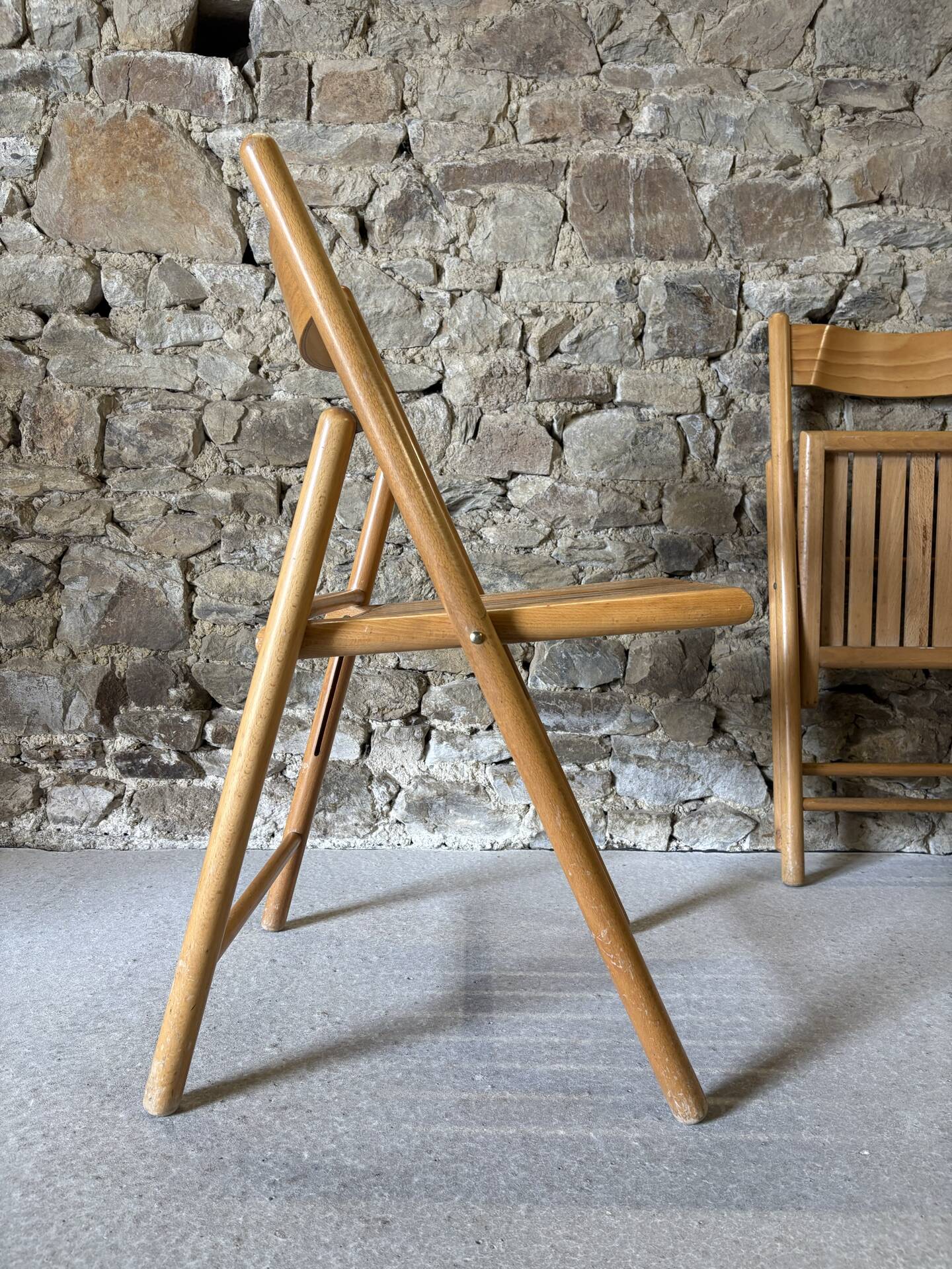 4 folding wooden chairs for Habitat, 1980