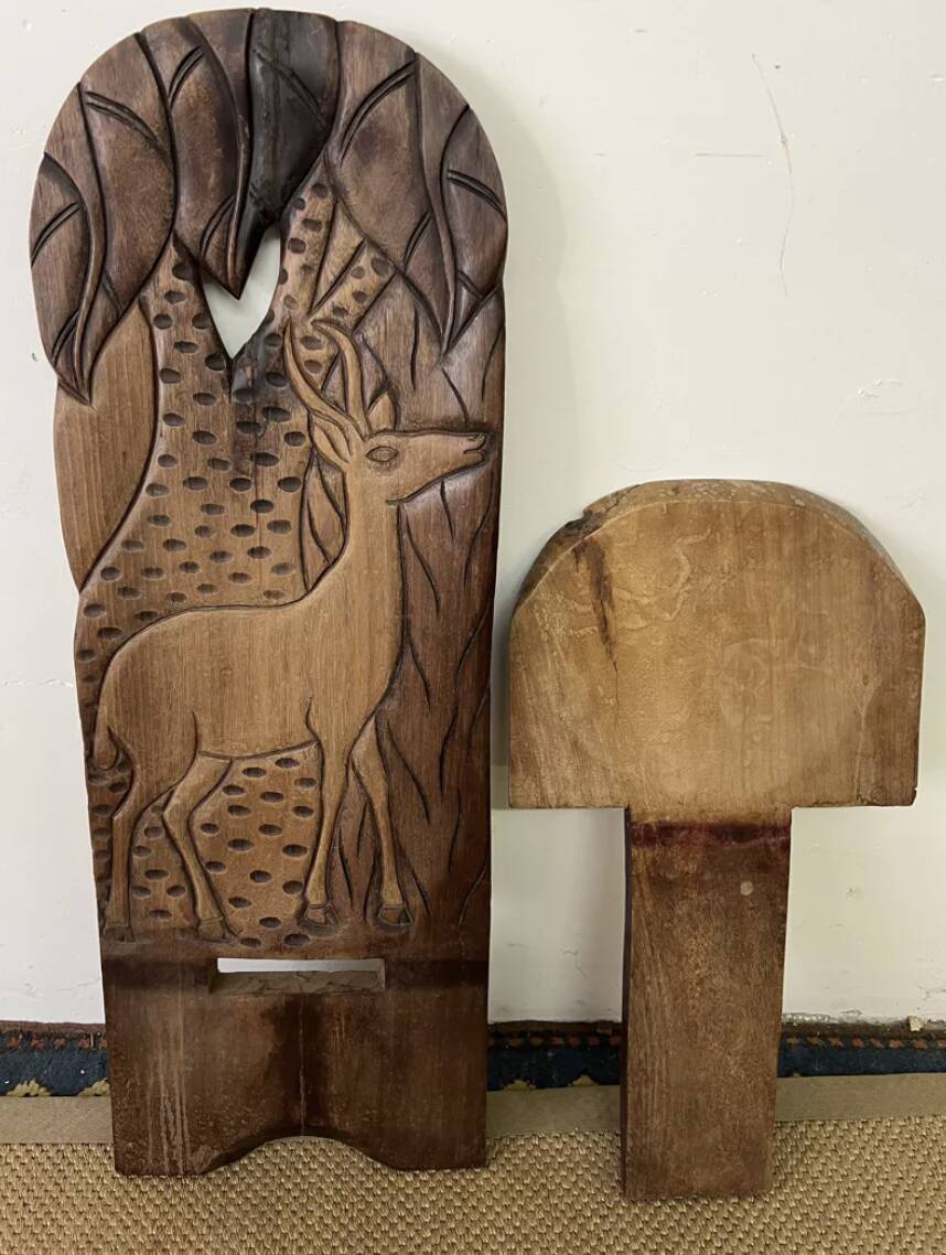 African carved wooden palaver chair
