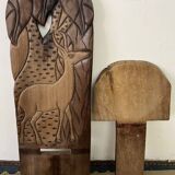 African carved wooden palaver chair
