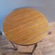 Tabouret 4 pieds tubulaire  assise bois strié, vintage