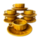 Set of 6 cups and under cups of vintage bistro coffee.