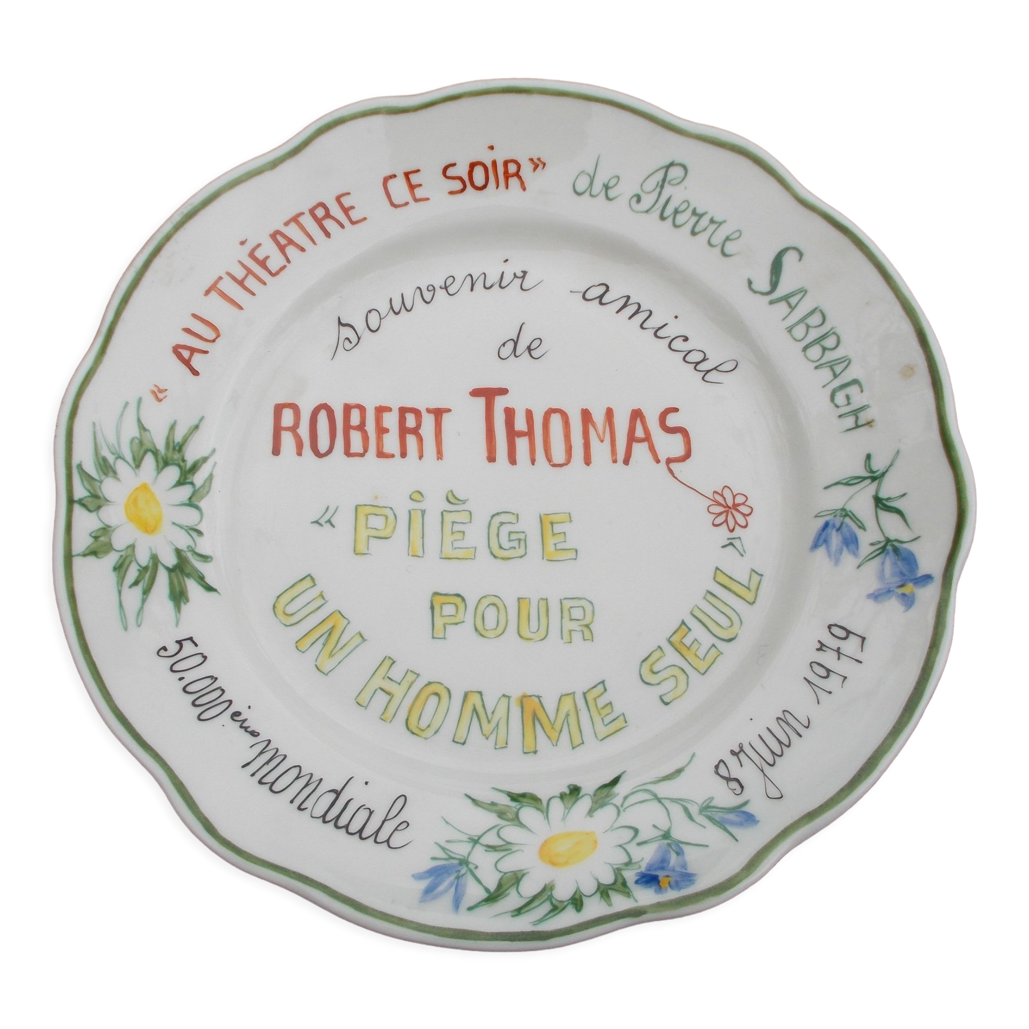 Assiette collection Au théâtre ce soir Robert Thomas 1979 Sabbagh