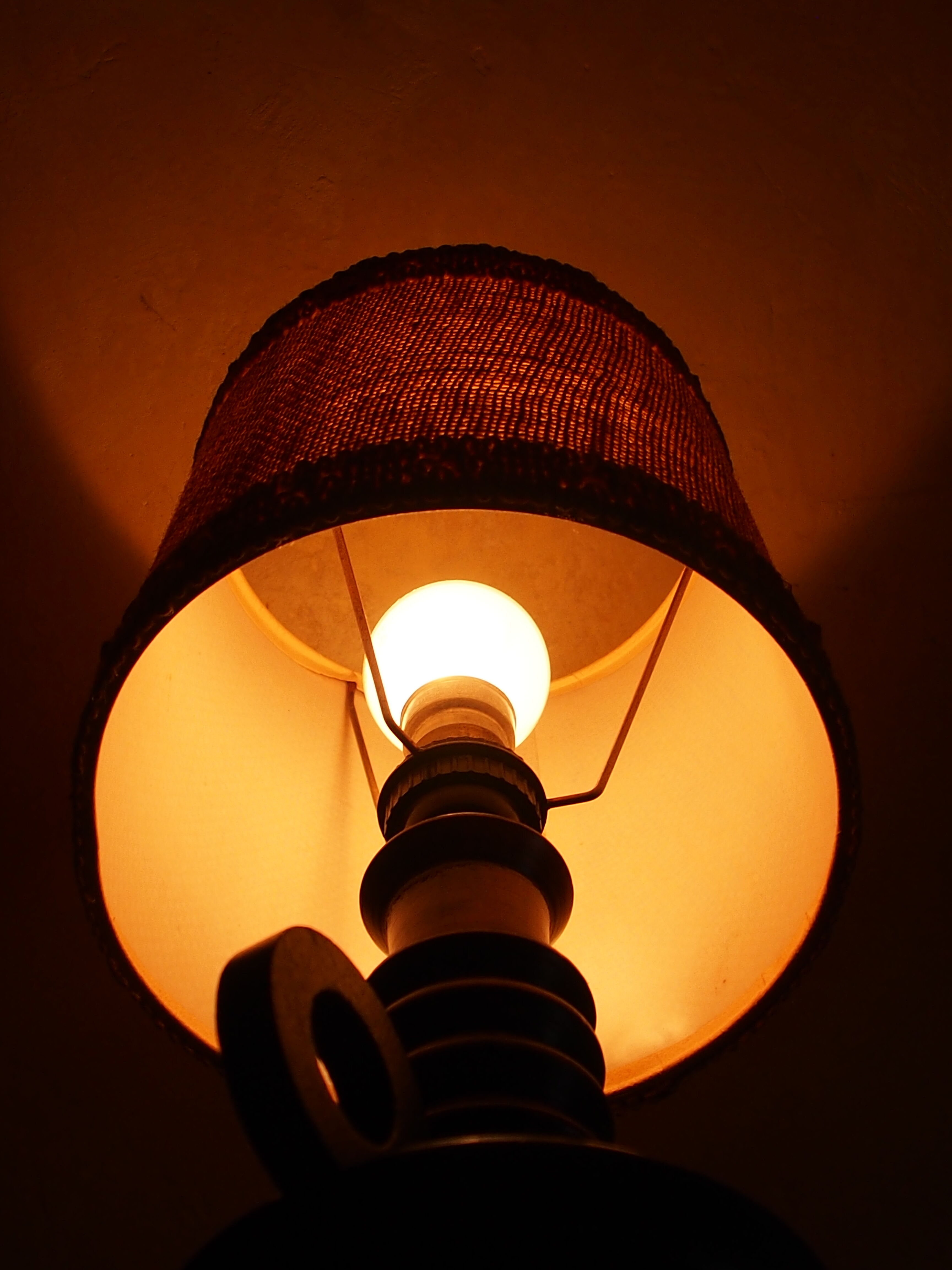 Vintage turned wooden candle holder lamp