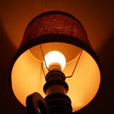 Vintage turned wooden candle holder lamp