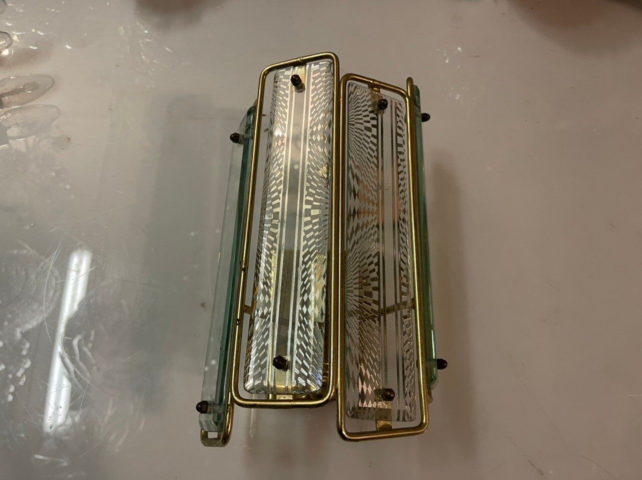 Italian brass glass sconces, 1970