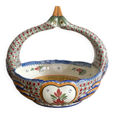 Fruit bowl, bird head handle HB Quimper Breton earthenware