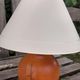 Bedside lamp foot ball blond wood, vintage plastic lampshade