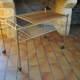 Vinyl storage cabinet with vintage wheels 70s