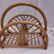 Woven bamboo magazine rack from the 1970s