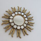 Sun mirror in gilded wood with inlays