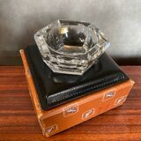Ancien Cendrier Val St Lambert Cristal + Support Cuir Le Tanneur + Boîte