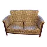 Lot of old 2-seater bench + upholstered armchair
