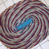 American braided handmade vintage rug 97cm x 125cm 1960, 1C71