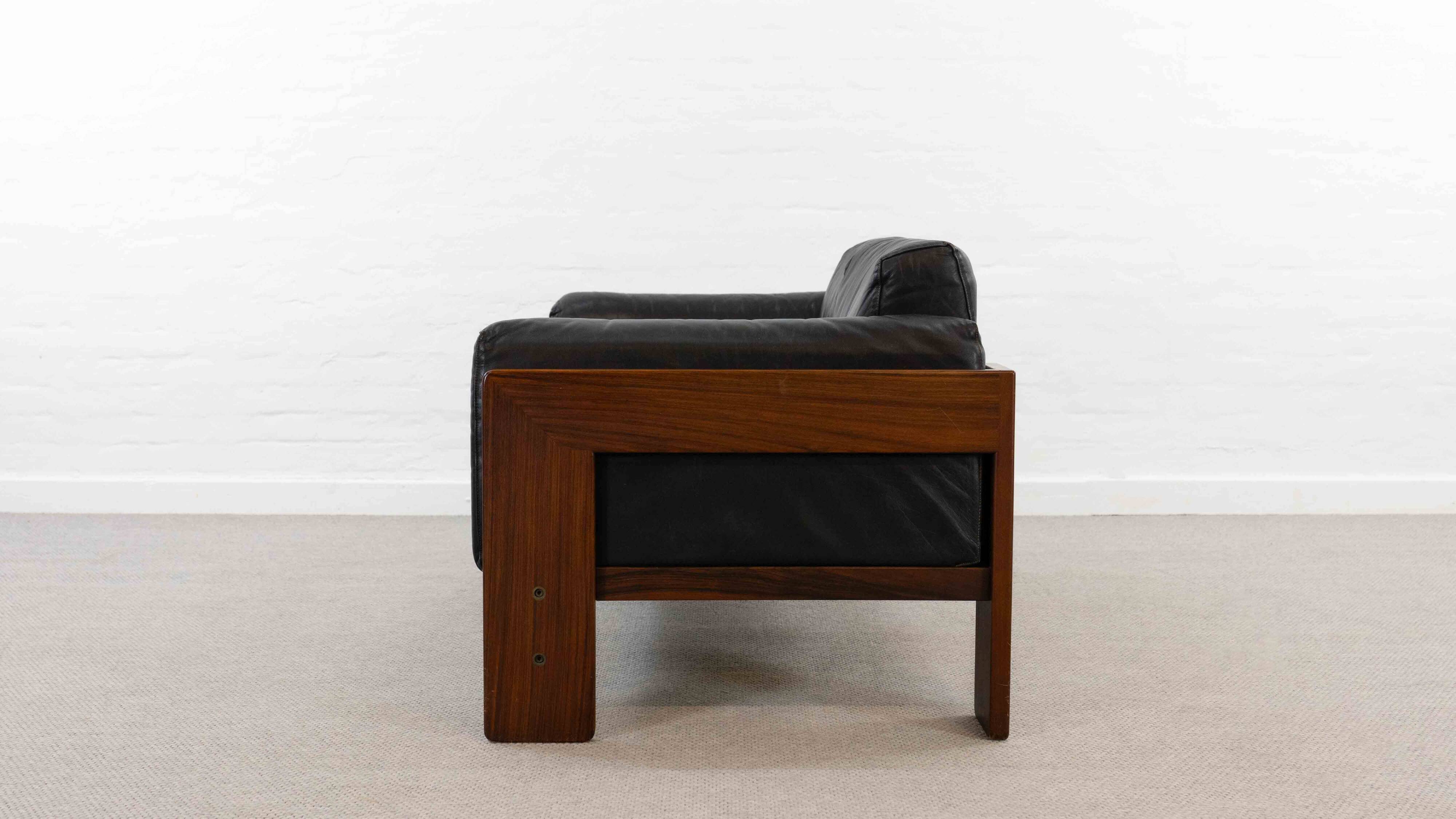 Bastiano Leather Sofa in Black by Tobia Scarpa for Gavina / Knoll